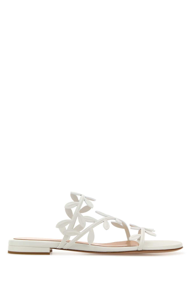 Gianvito Rossi Women White Nappa Leather Flavia Slippers In White