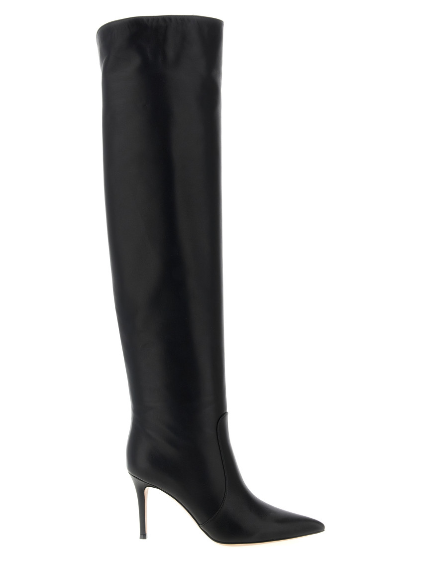 Gianvito Rossi 85mm Hansen Cuissard Pointed-toe Boots In Black