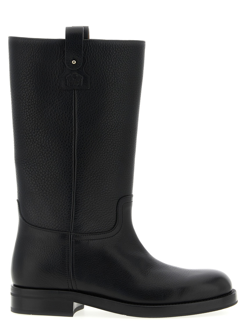 Church's Hammered Leather Round-toe Boots In Black