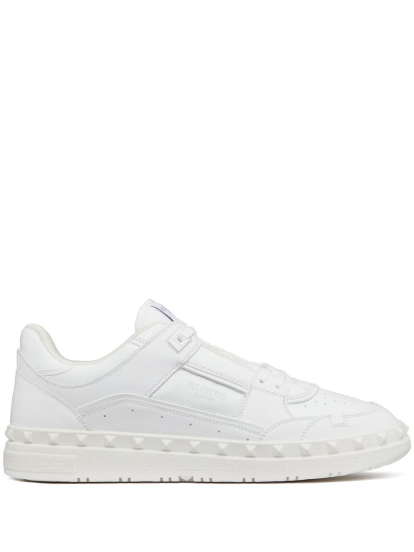 Valentino Leather Freedots Sneakers Studded Detailing In White