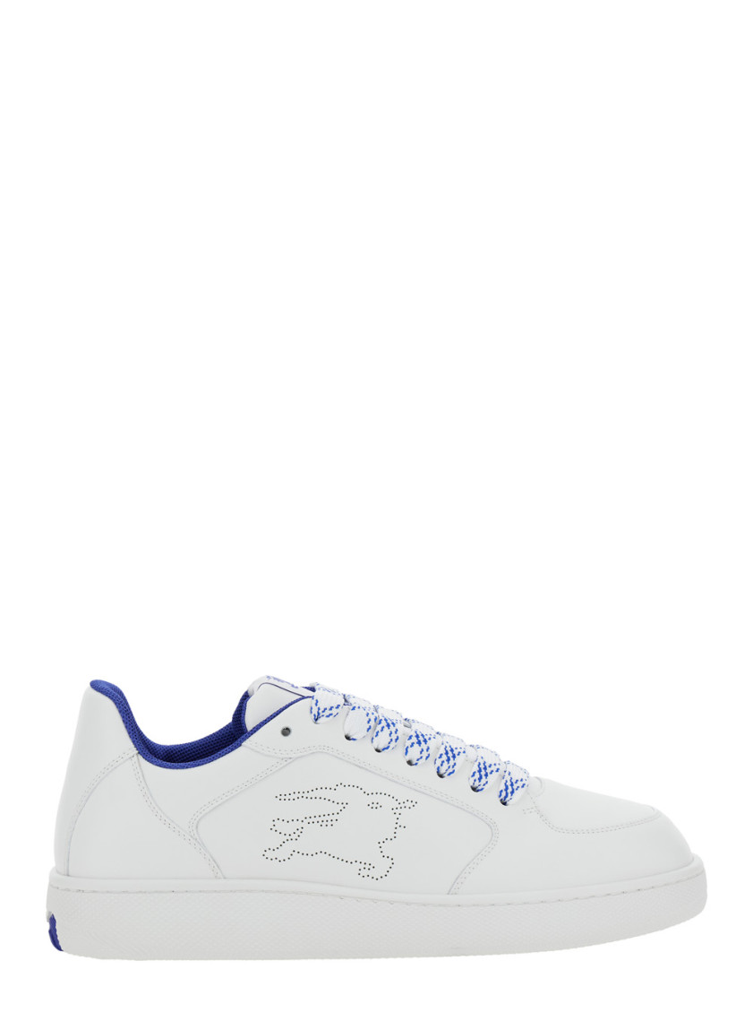 Shop Burberry White Leather Sneakers