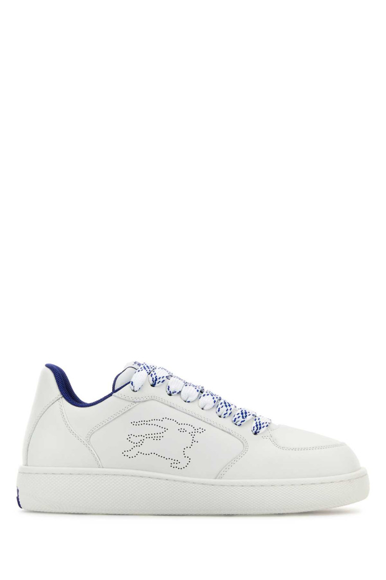 Shop Burberry White Leather Sneakers