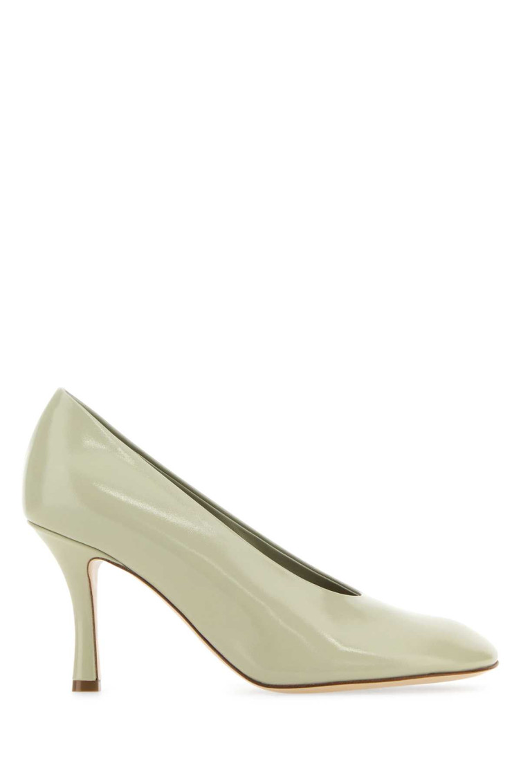 Burberry Beige Shiny Lambskin Pumps With Quilted Insole In Grey