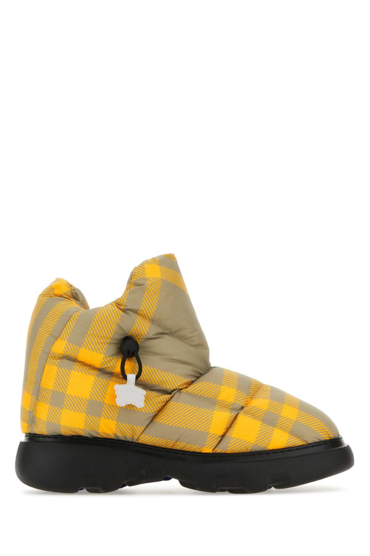 Shop Burberry Yellow Pillow Check Ankle Boots In Multicolor