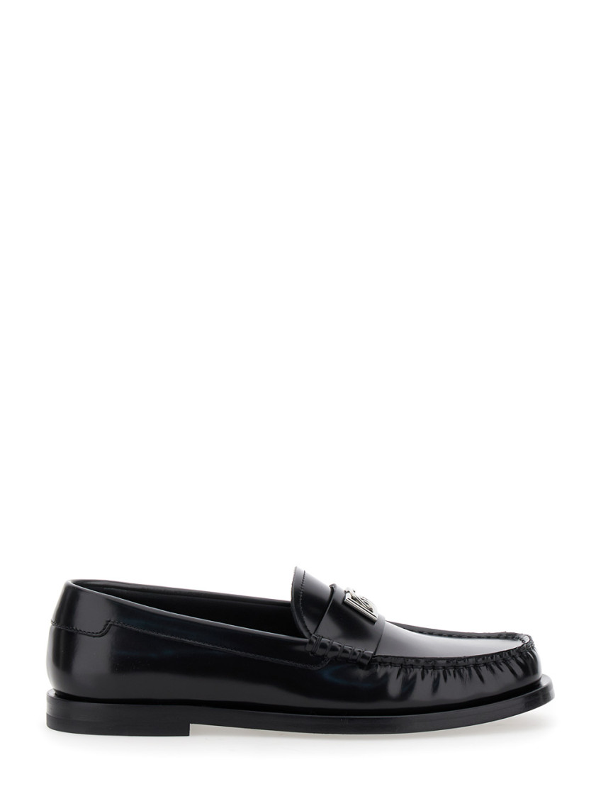 Dolce & Gabbana Dg Medallion Leather Classic Loafers In Black