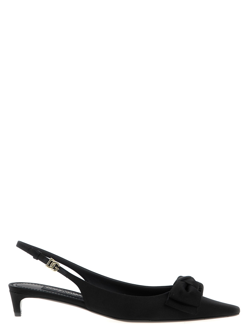 Dolce & Gabbana Satin Slingback Pumps In Black