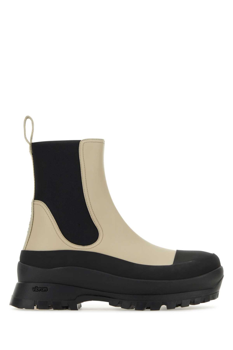 Shop Stella Mccartney Beige Two-tone Ankle Boots