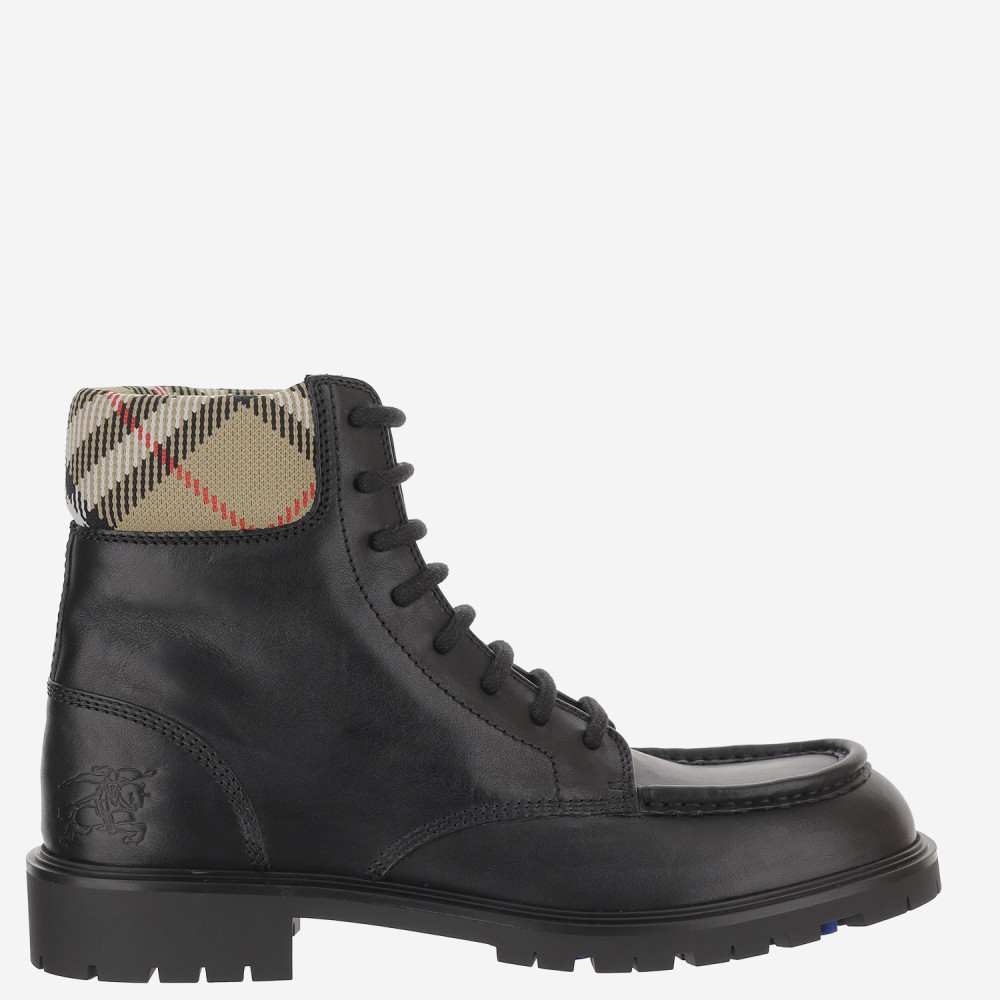 Burberry Leather Ankle Boots Round Toe In Black