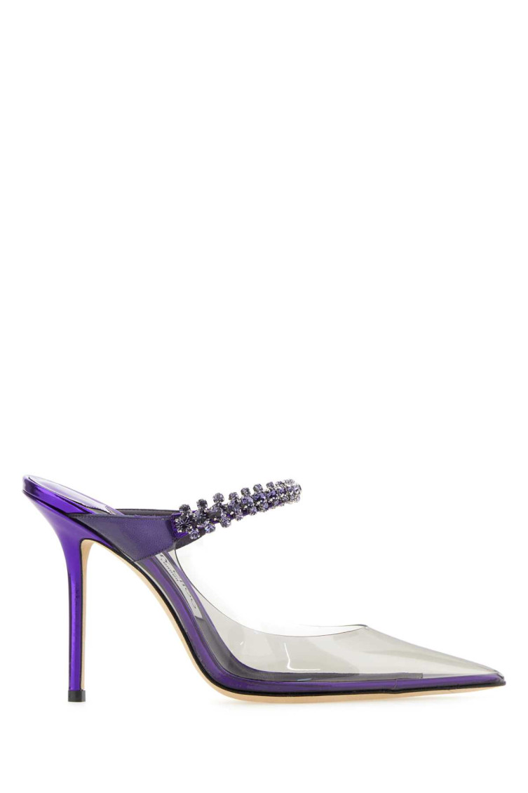 Jimmy Choo Bing Crystal Clear Mule Pumps In Purple