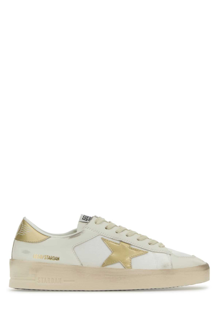 Golden Goose Ball Star Sneakers With Gold Star And Heel Tab In White