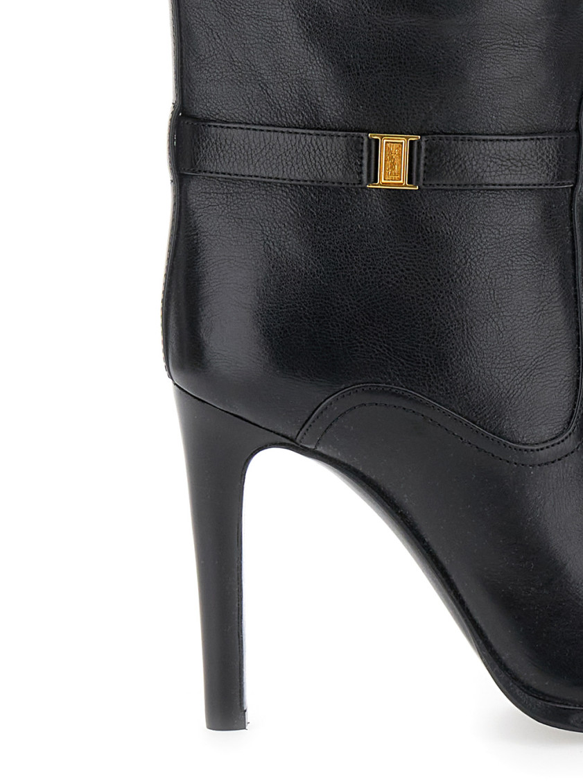 Saint Laurent Black Leather Diane Boots In Black