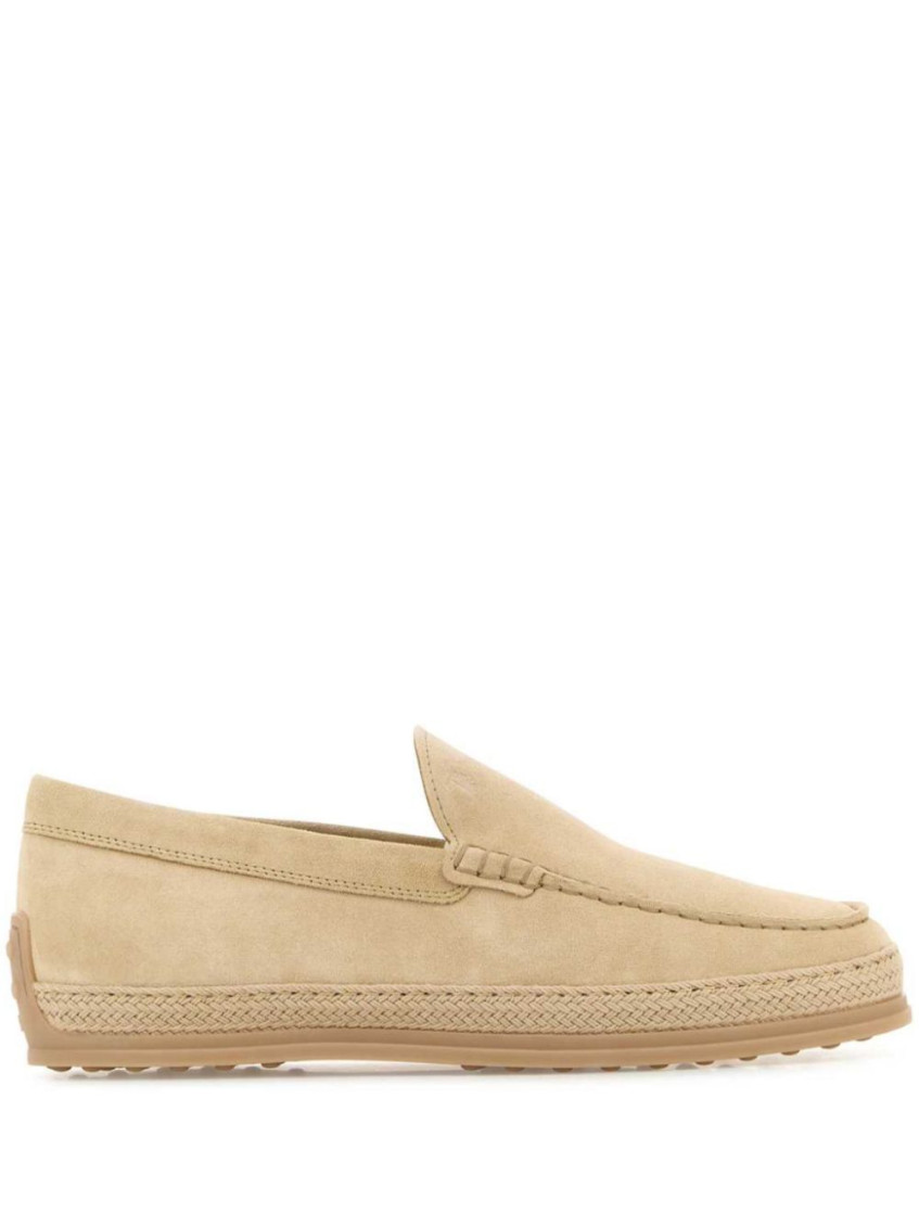 Tod's Beige Woven Leather Slip-on Loafers With Rubber Sole Men In Neutral