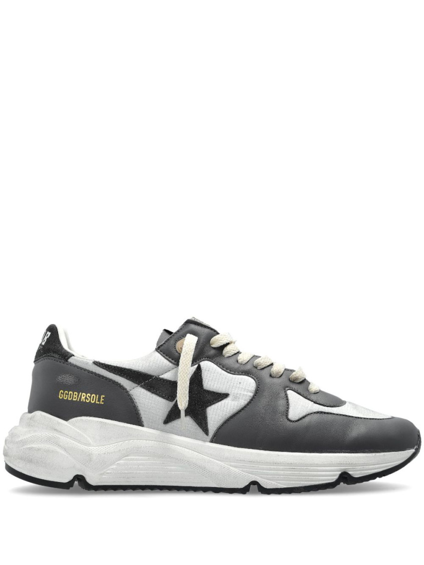 Golden Goose Men Running Sole Leather Sneakers In Grey