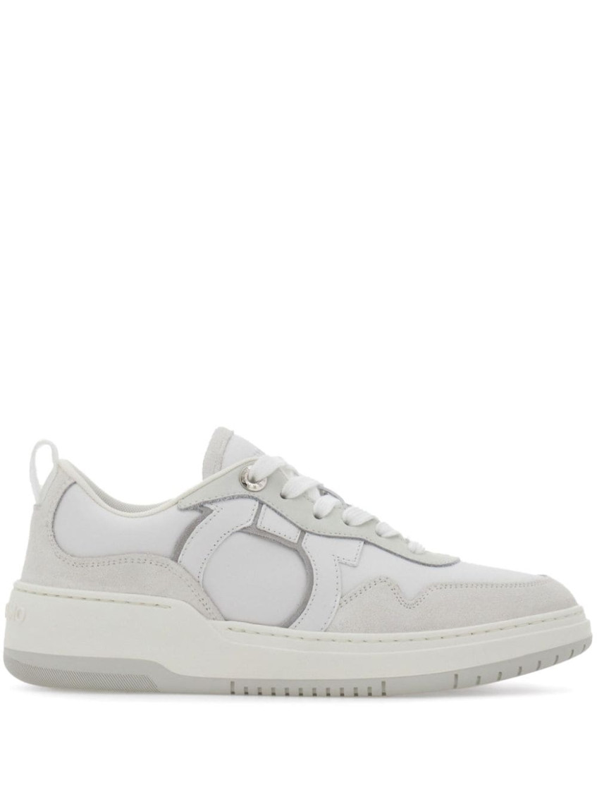 Ferragamo Women Gancini Leather Sneakers In White