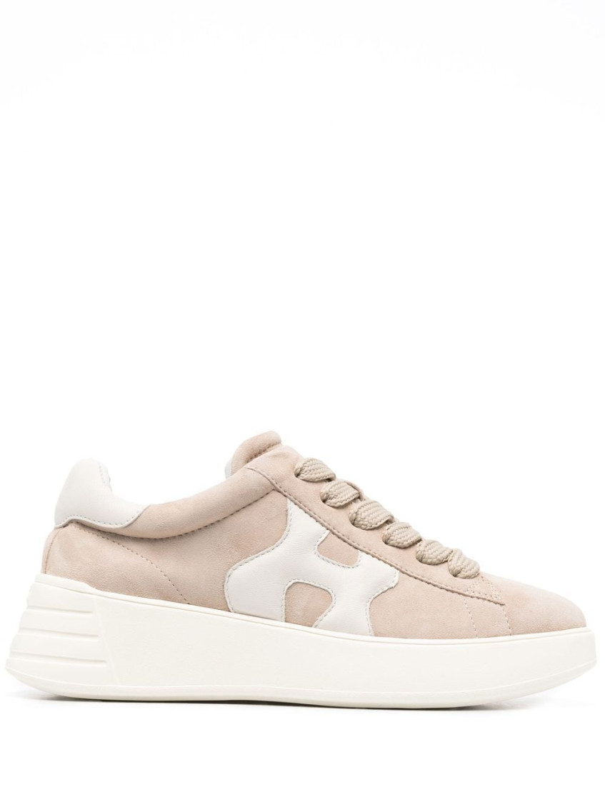 Shop Hogan Peach Peach Rebel Leather Sneakers