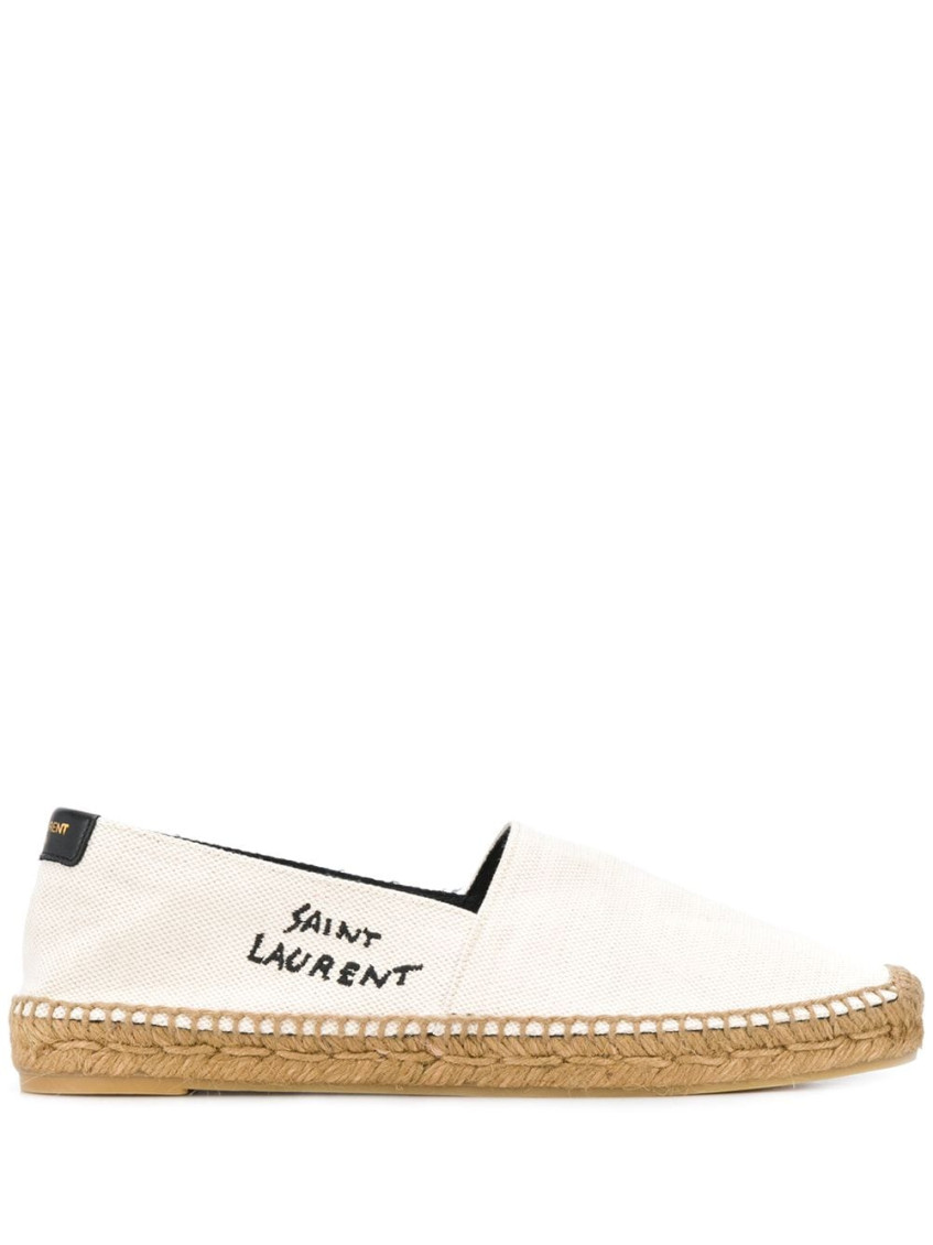 Shop Saint Laurent White Signature Canvas Espadrilles