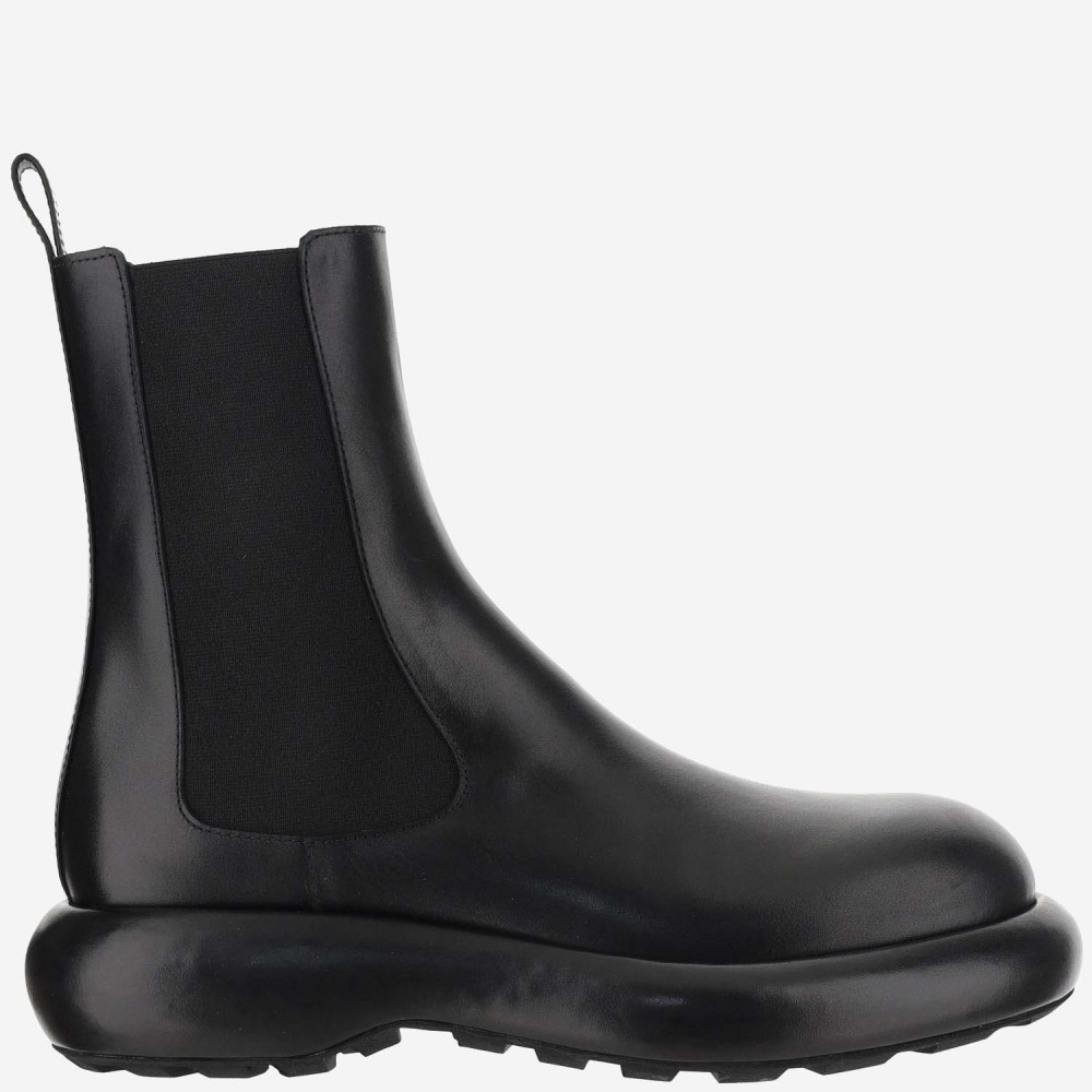 Jil Sander Black Black Leather Chelsea Boots In Black
