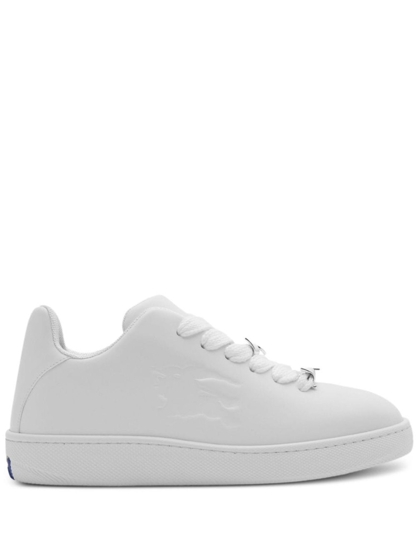 Shop Burberry White Lace Up Sneakers