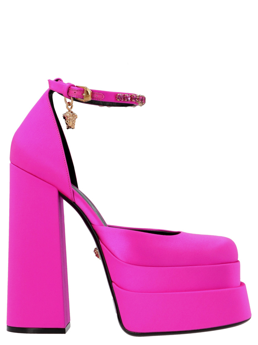 Shop Versace Fuchsia Medusa Aevitas Pumps