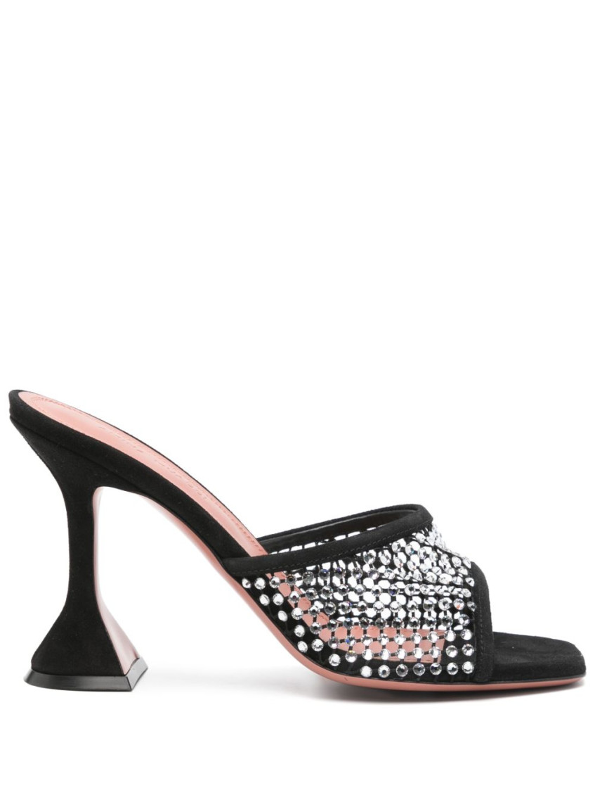 Shop Amina Muaddi Black Slip On Heels