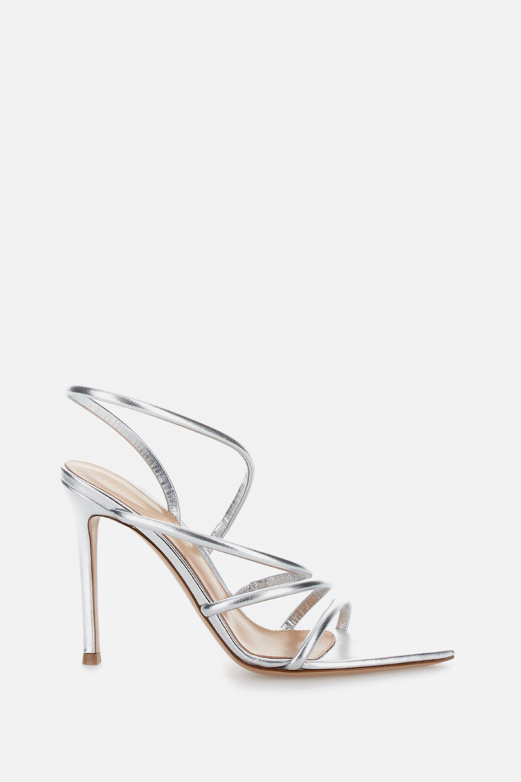 Gianvito Rossi Ettie 105 Stiletto Heel In Silk Silver In Metallic