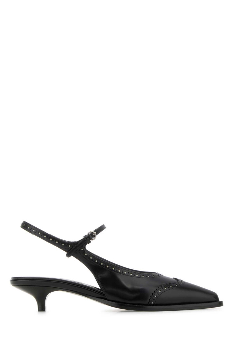 Miu Miu Black Leather Brogue Pumps