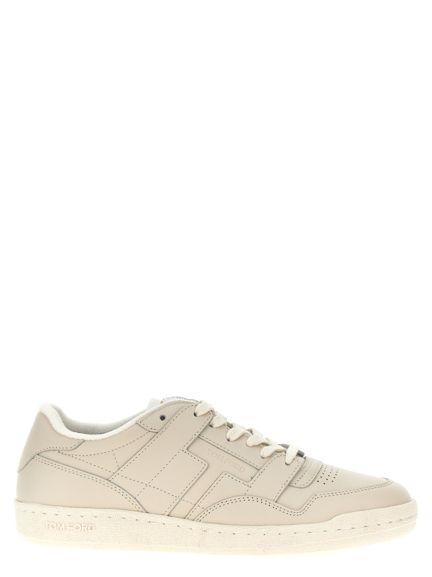 Tom Ford Round Head Lacing Low-cut Casual Sneakers In Natural