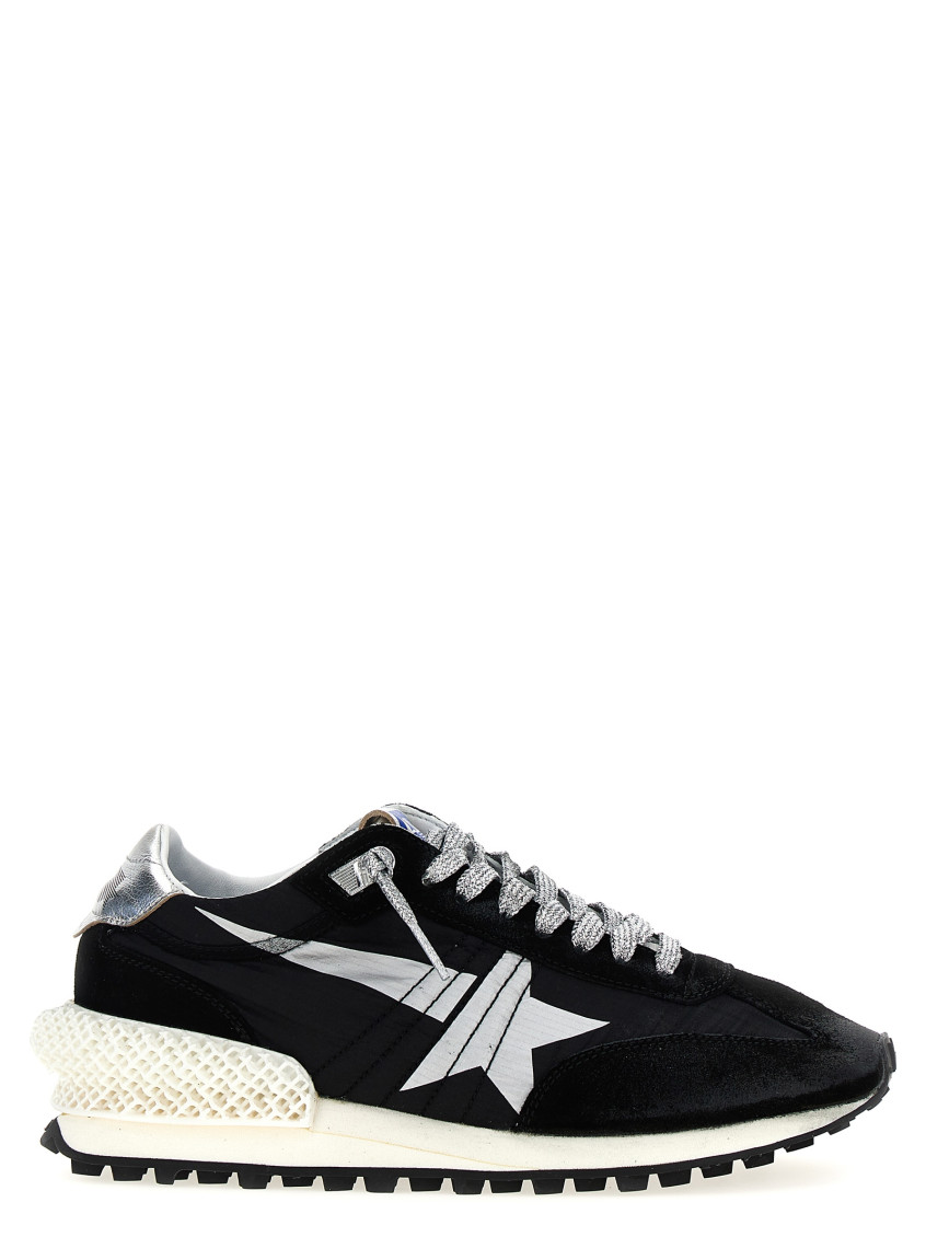 Golden Goose Running Marathon Nylon Upper Suede Toe Annd Spur Printed Star Laminated Heel Sneakers Black In Black