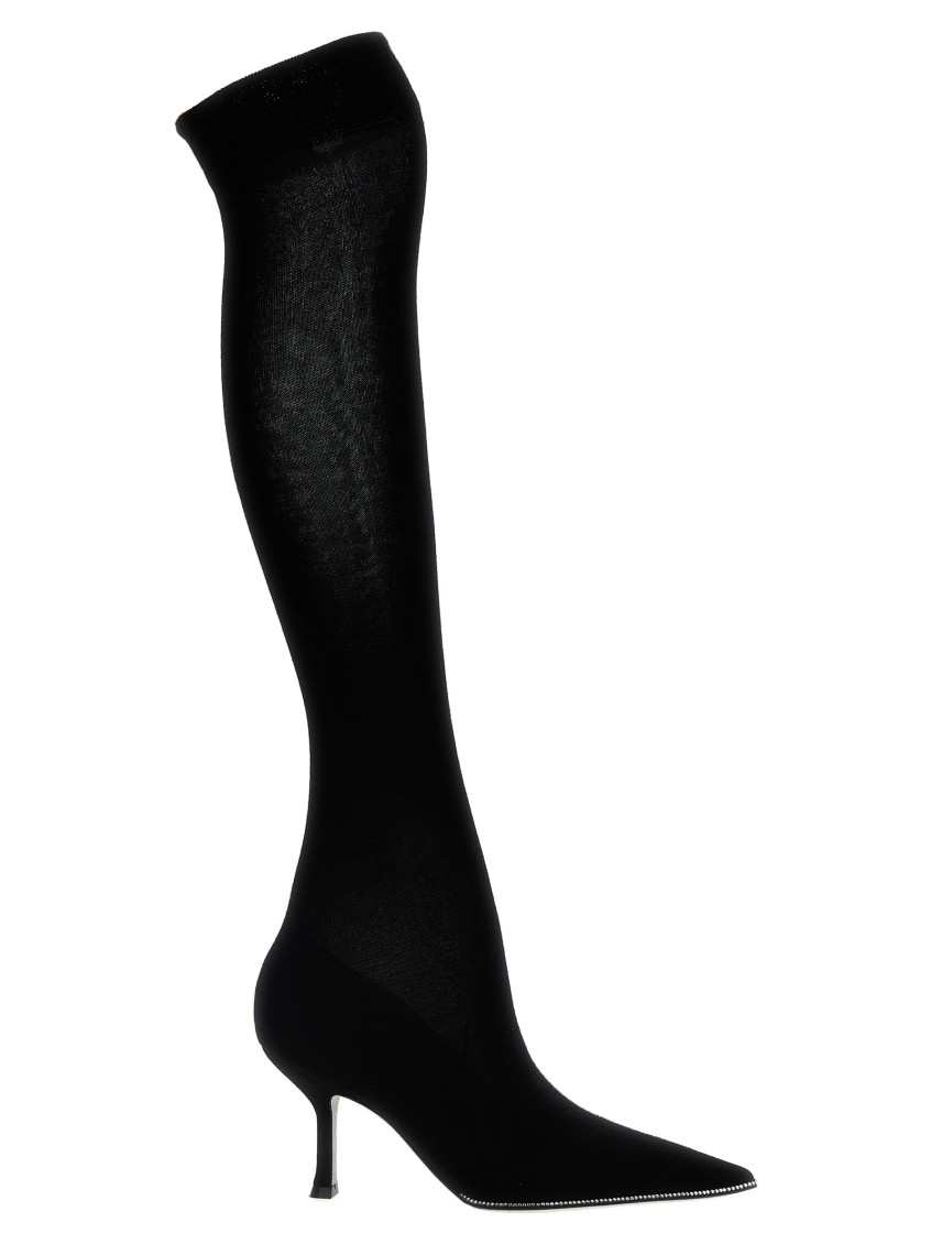 Shop René Caovilla Black Knitted Boots