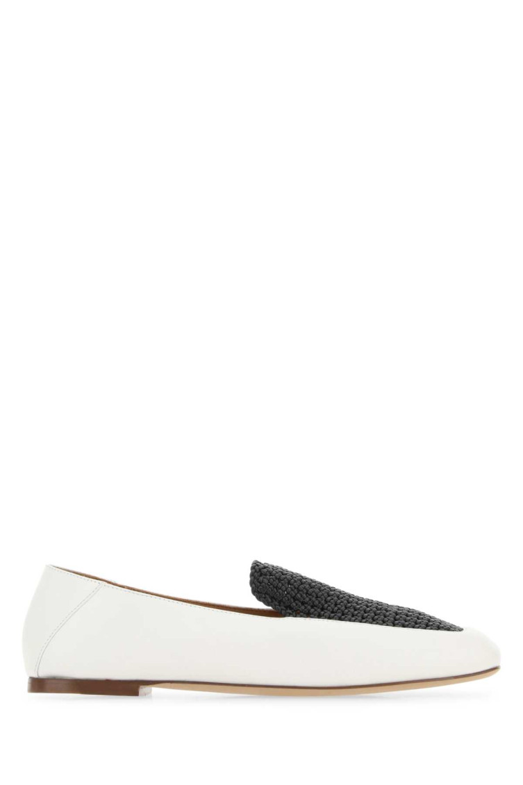 Chloé Olene Two-tone Loafers In White Leather In Multicolor