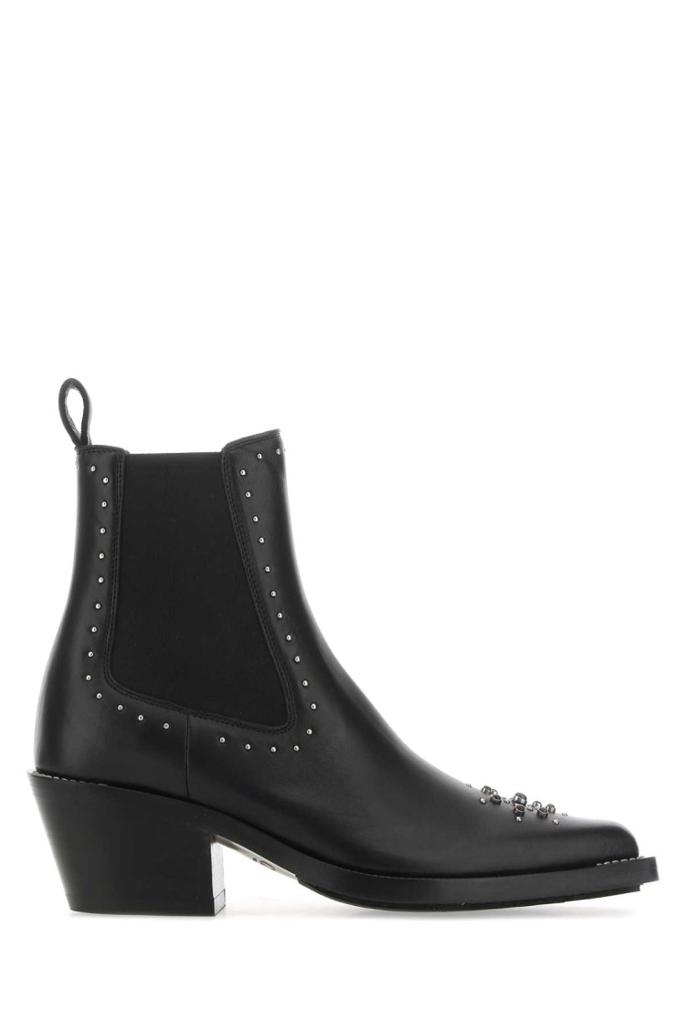 Chloé 60 Studded Leather Ankle Boots In Black