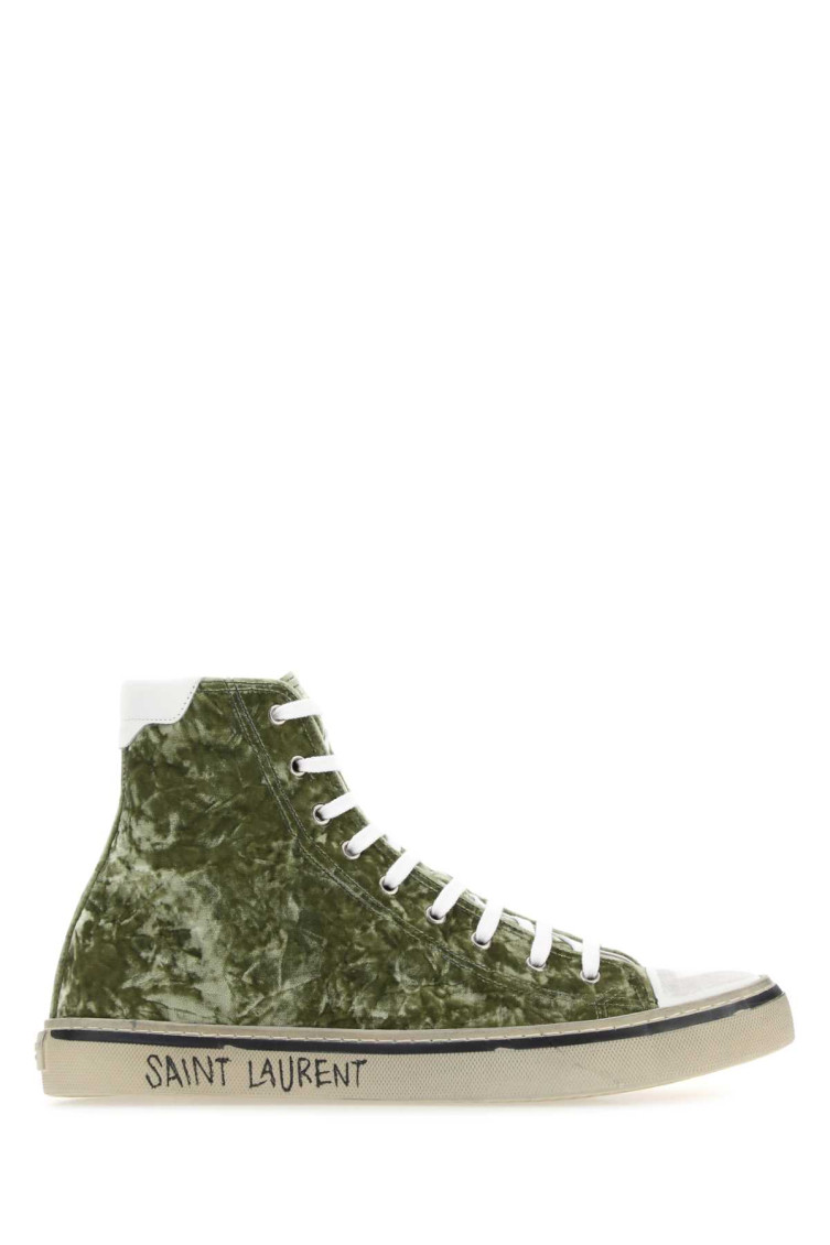 Shop Saint Laurent Green Lace Up Sneakers In Olive