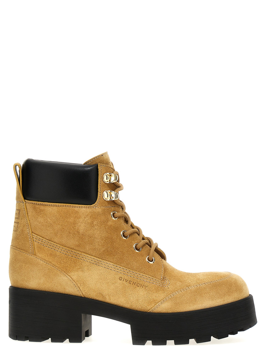 Givenchy Chunky Heel Suede Ankle Boots In Beige