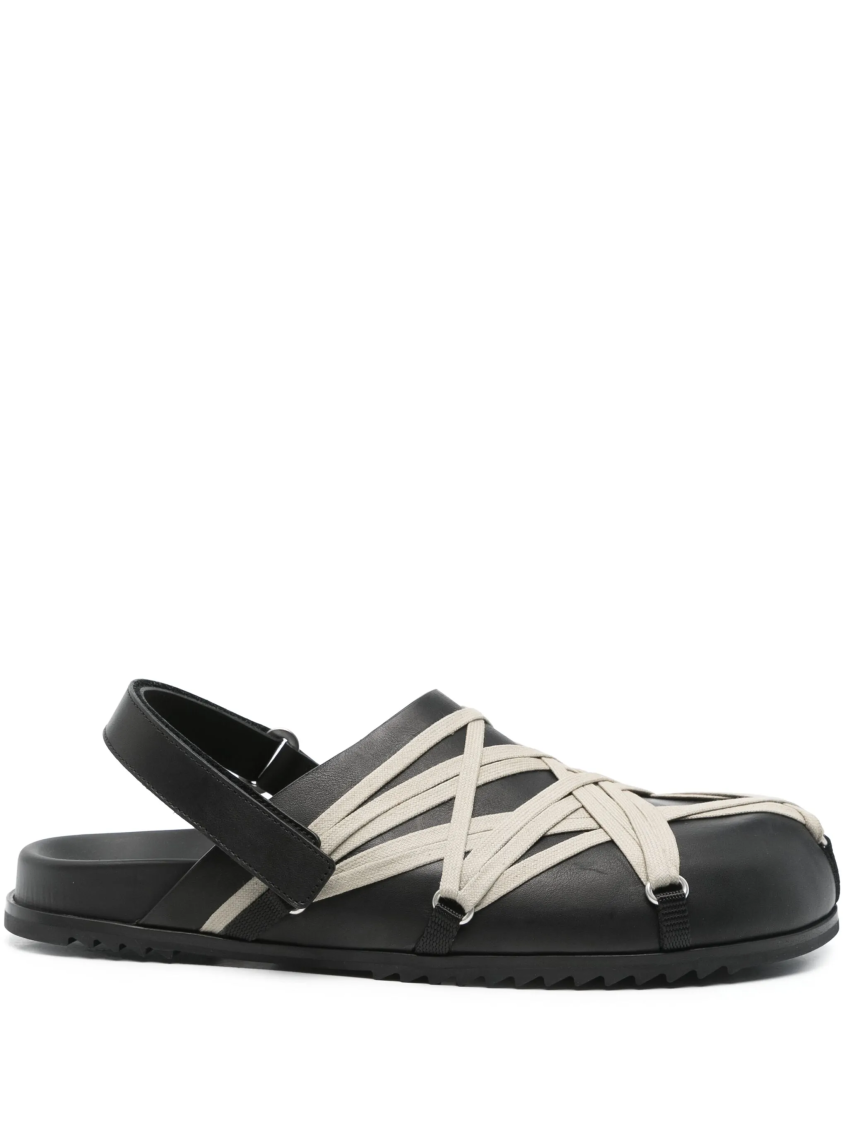 Rick Owens Black Slip On Sandals In Brown