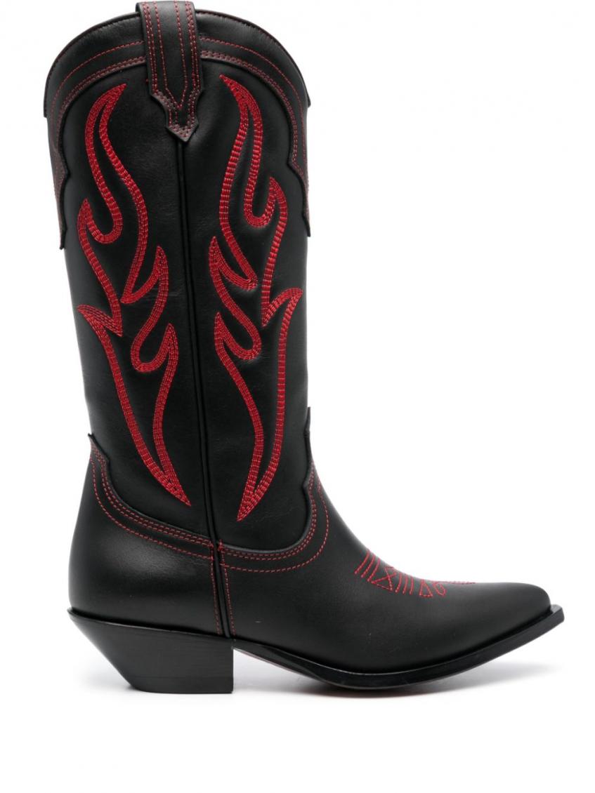 Sonora Embroidered Suede Western Boots In Black