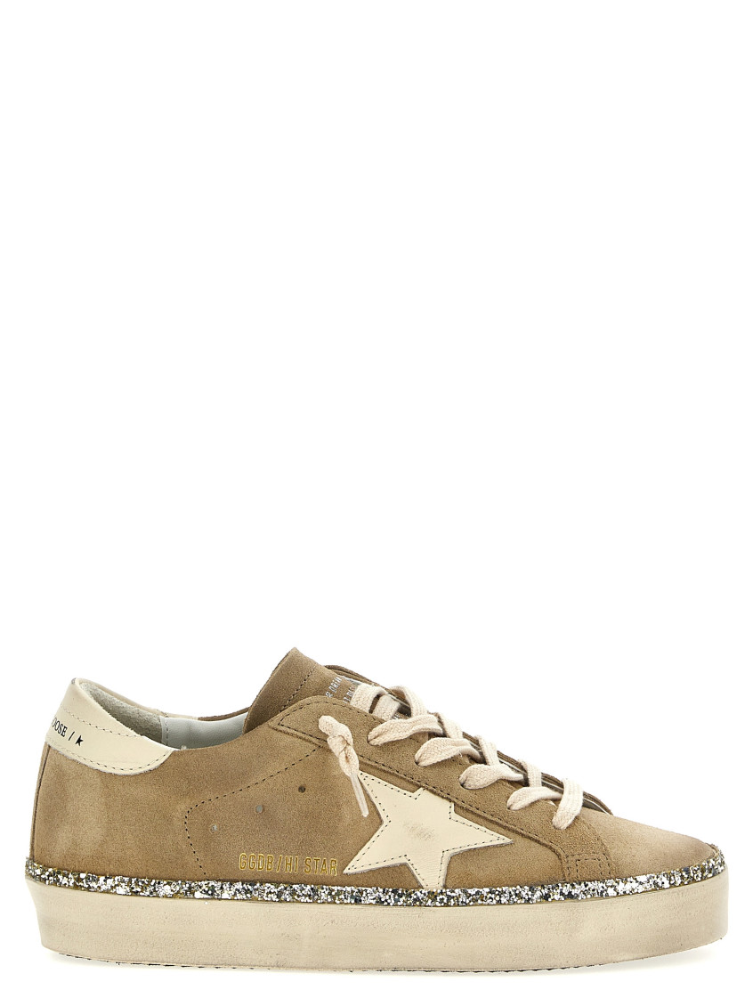 Golden Goose Beige Lace Up Sneakers In Beige