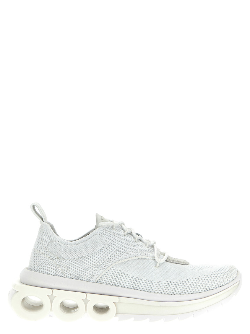 Ferragamo Nima Leather-trimmed Mesh Sneakers In White