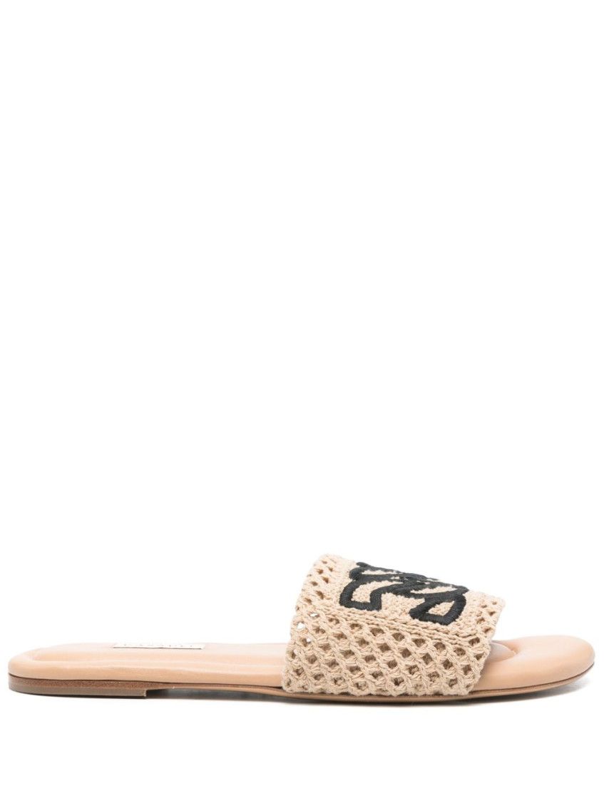 Shop Casadei Beige Slip On Sandals