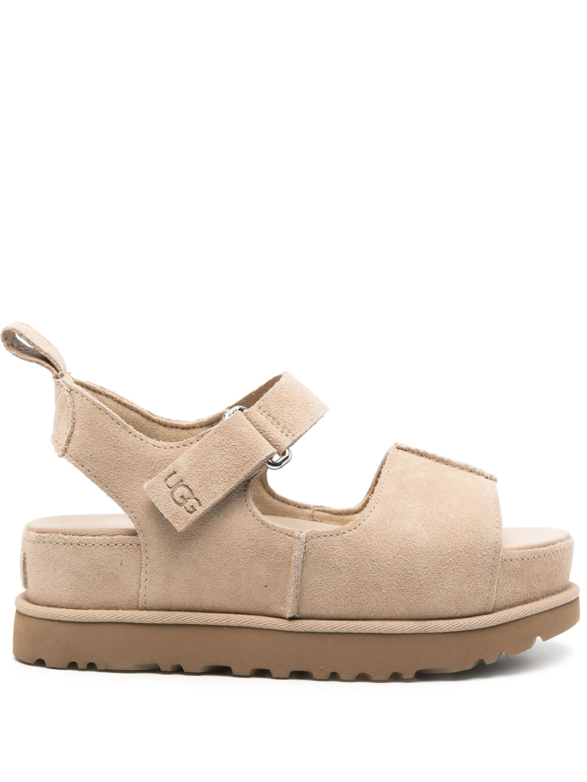 Ugg Womens Goldenstar Hi Suede Platform Sandals Beige Eur 40 / 7 Uk
