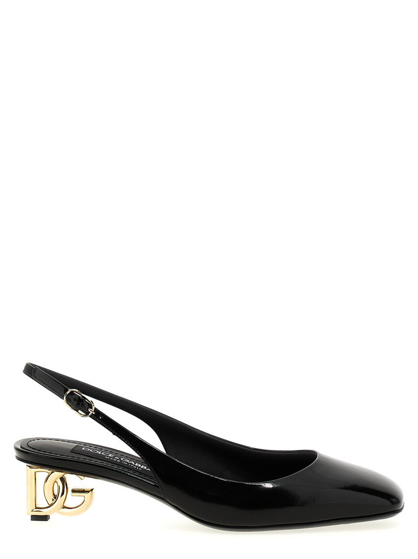 Dolce & Gabbana Black Décolleté With Dg Logo On The Heel