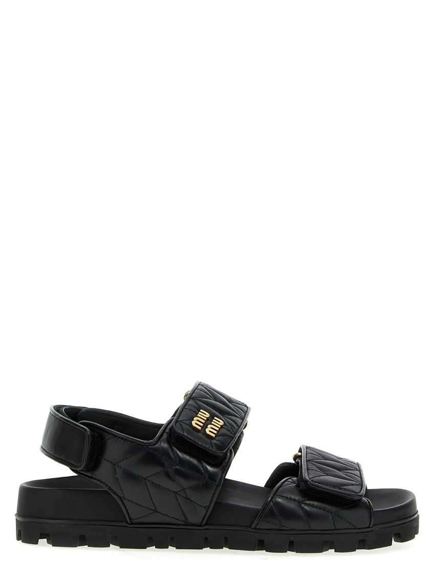 Miu Miu Black Nappa Leather Sandals