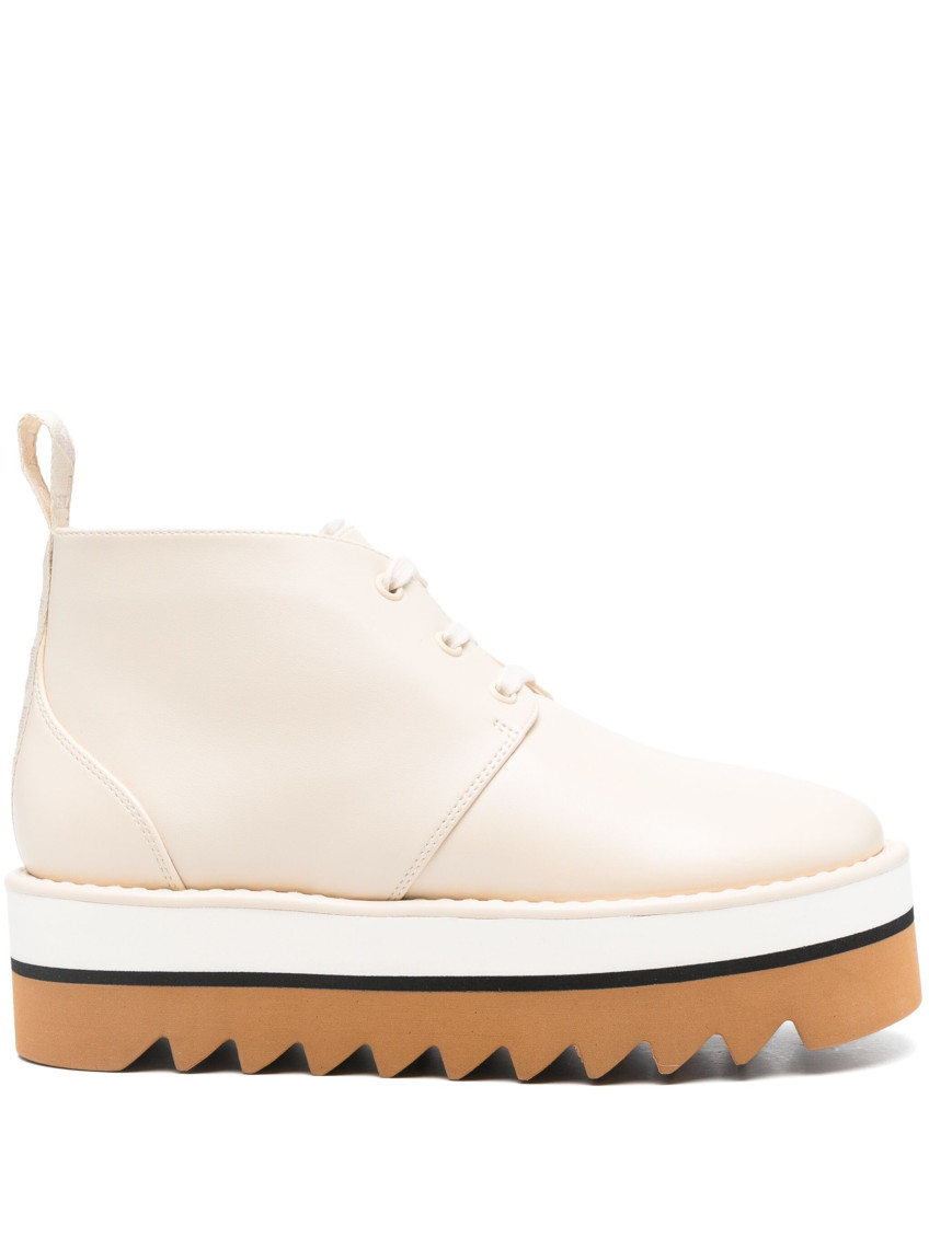Stella Mccartney Off White Leather Lace Up Shoes In Neutral