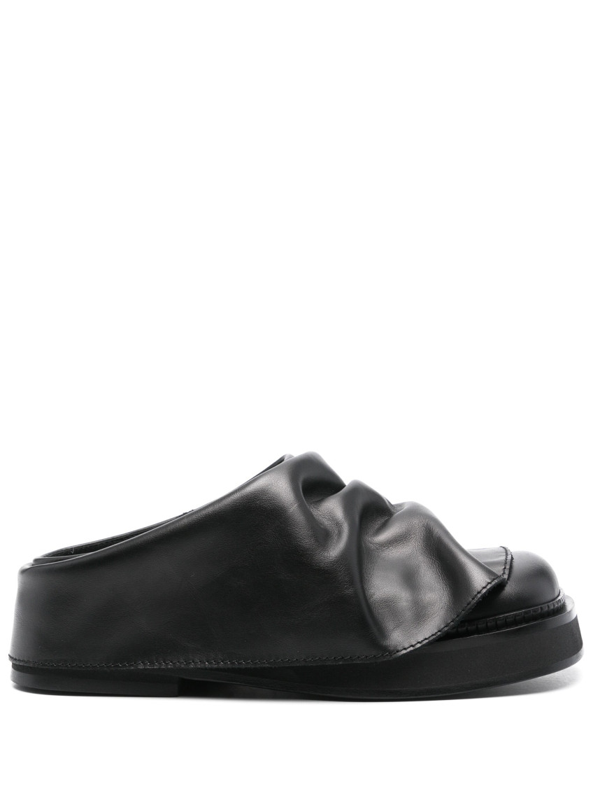 Attico Black Leather Mules