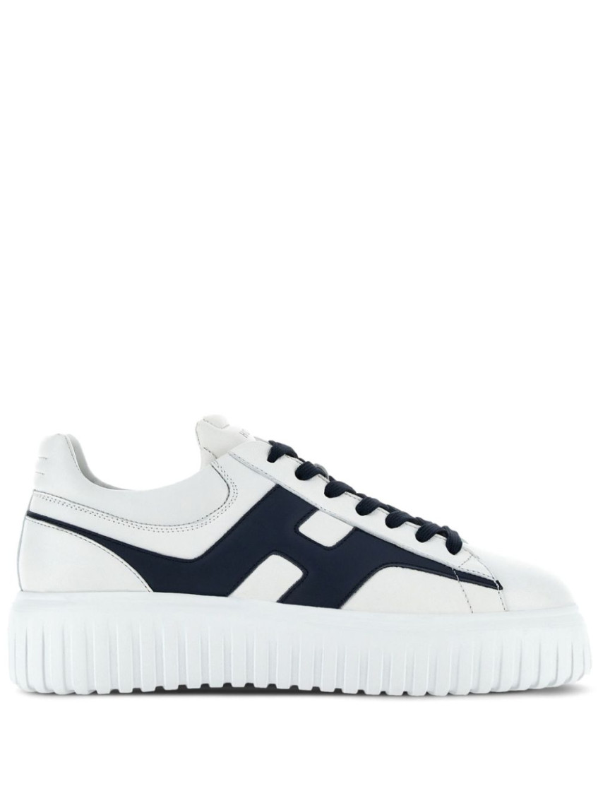 Hogan H-stripes Low-top Sneakers With Smooth Leather Upper In White