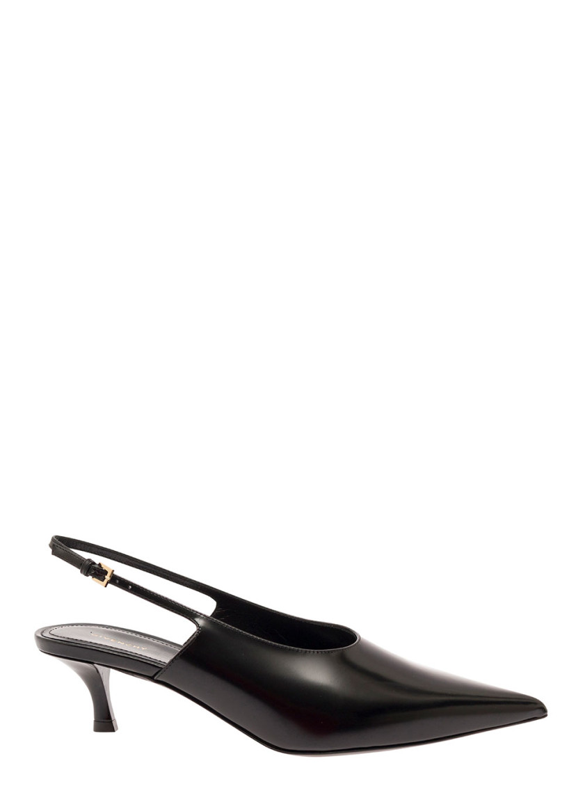 Givenchy Show Kitten-heel Slingback Leather Pumps In Black