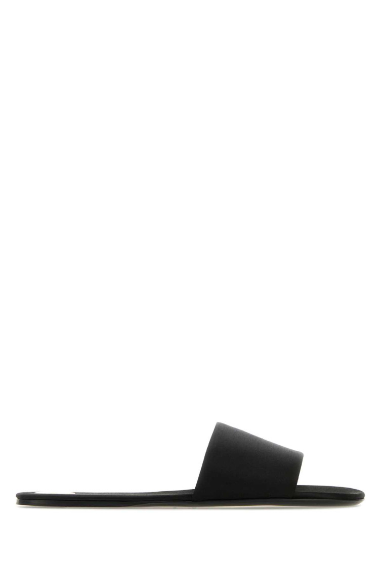 Shop Saint Laurent Black Satin Carlyle Slippers
