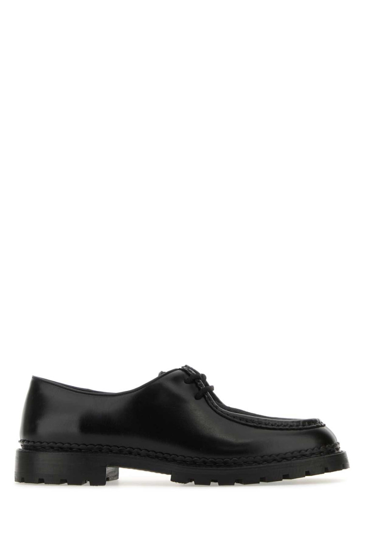 Saint Laurent Black Leather Lace-up Shoes In Black