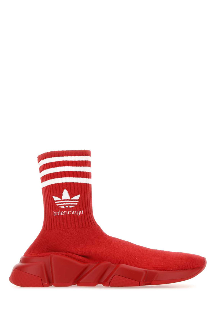 BALENCIAGA RED TECH KNIT SPEED SNEAKERS 