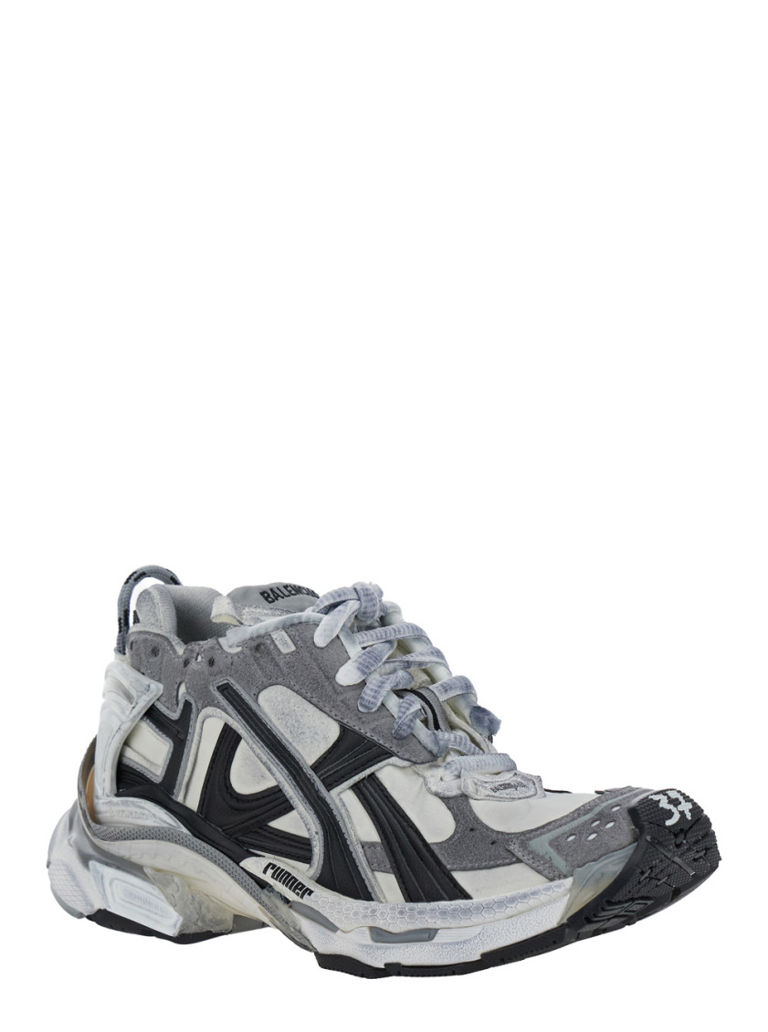 Shop Balenciaga Grey Runner Sneakers