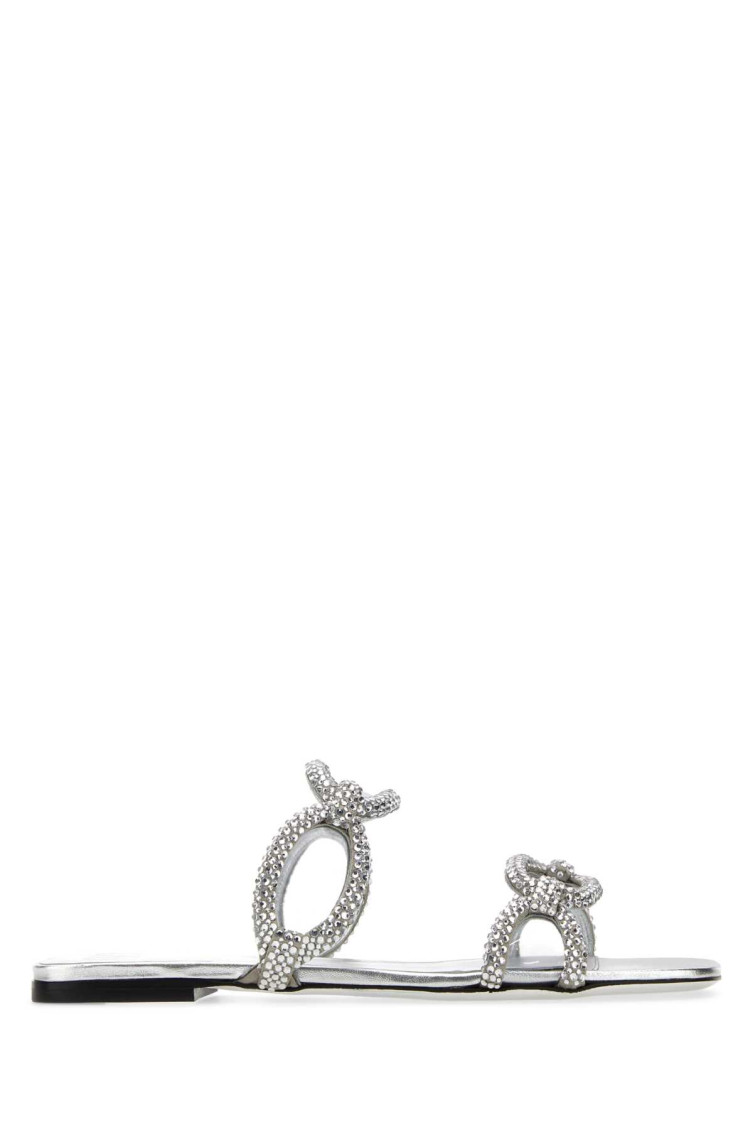 サンダル・ミュール Valentino Garavani Silver Rhinestones Chain 1967 slippers Valentino Garavani Silver Rhinestones Chain 1967 Slippers